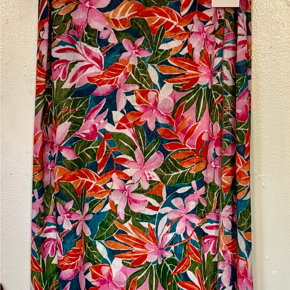Swimsuits For All Tropical Floral Swim Sarong in Pink, Green, Orange, Blue
